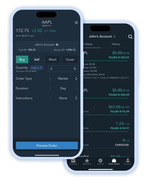 Apple fractional shares trade on iOS